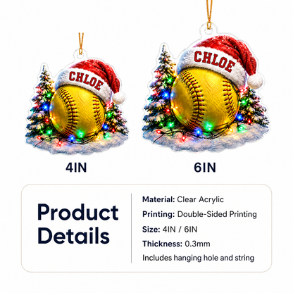 Custom Sports Christmas Acrylic - Softball