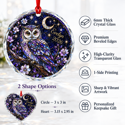 Custom Name Glass Animal Owl