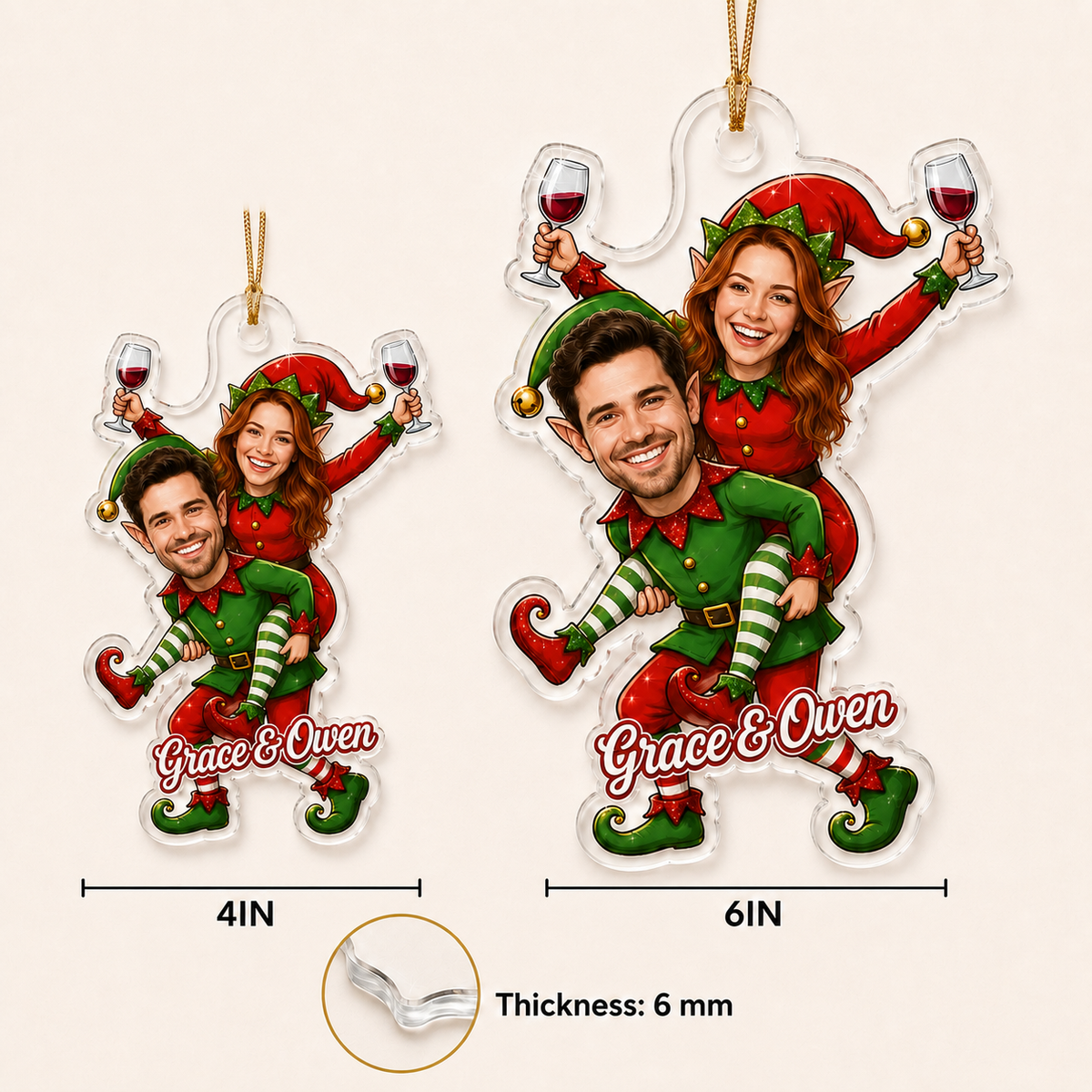 Custom Photo Christmas Elf Couple