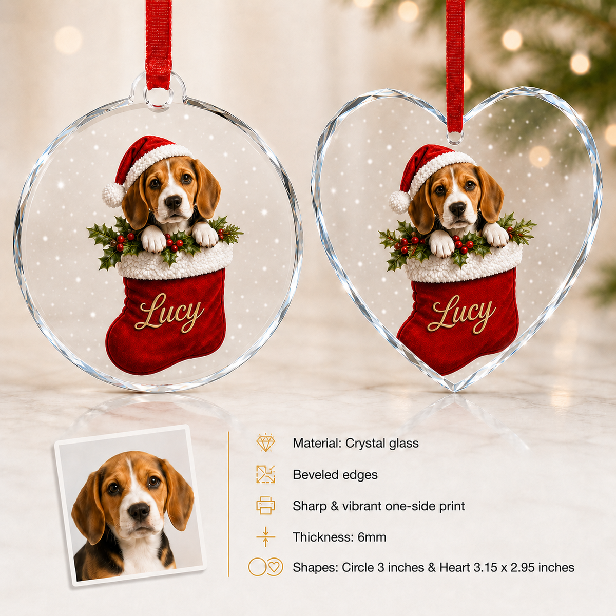Custom Photo Dog With Christmas Sock