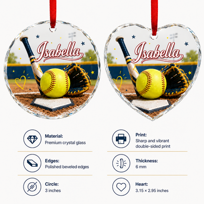 Sports Glass Ornament Softball