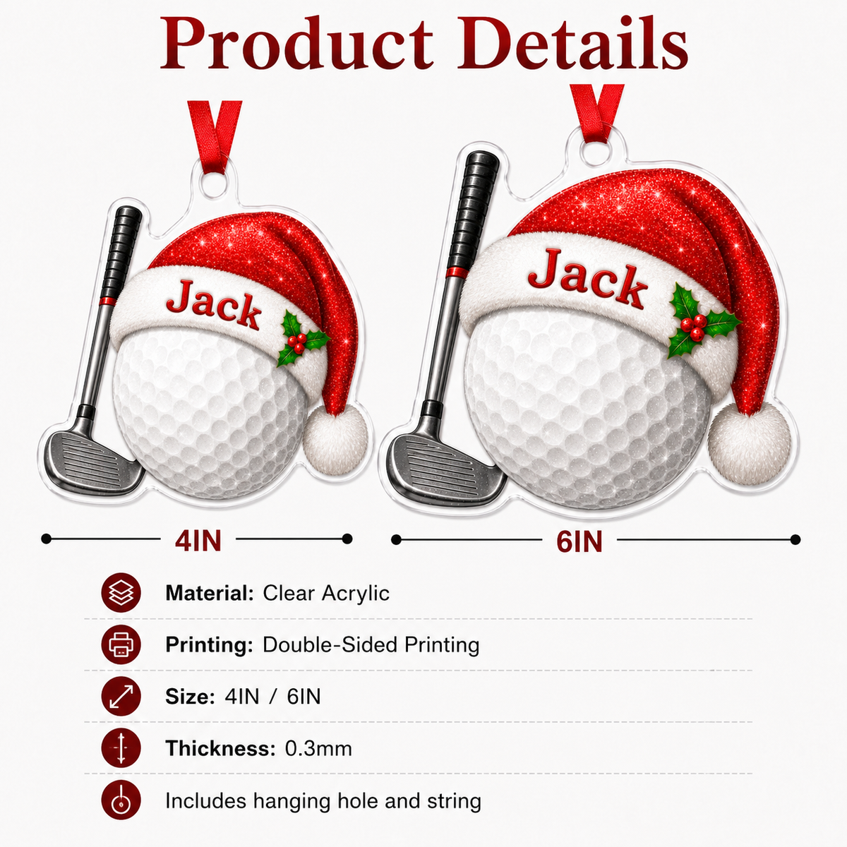 Sport Custome Name Acrylic Golf