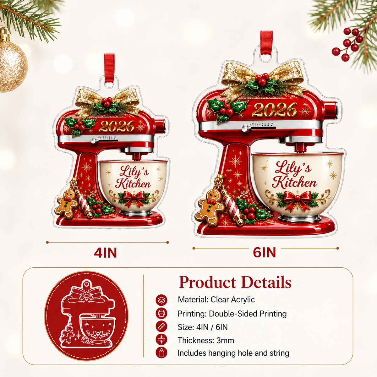 Personalized Kitchen Utensils Acrylic Dough Mixer