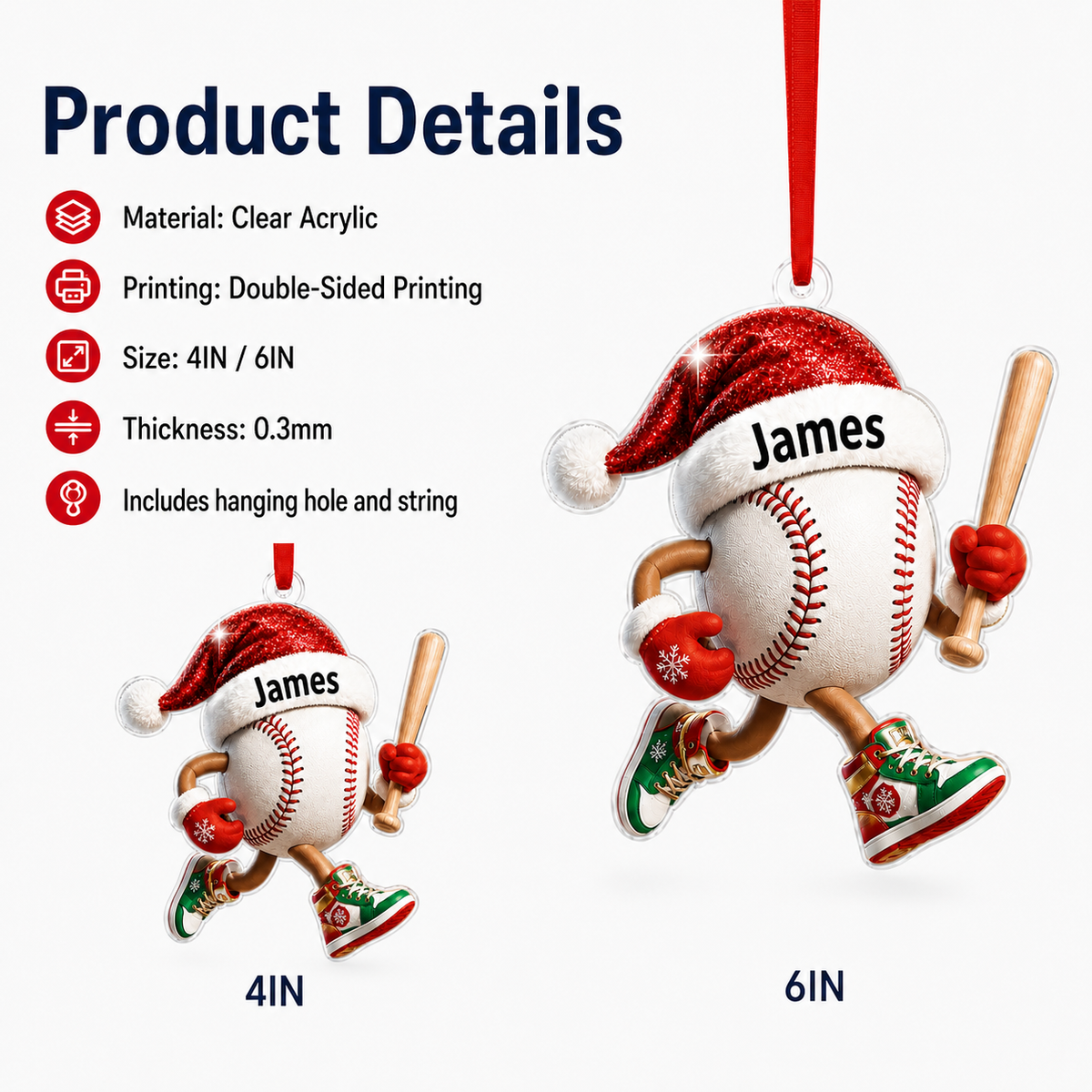 Sport Running Custome Name Acrylic Baseball