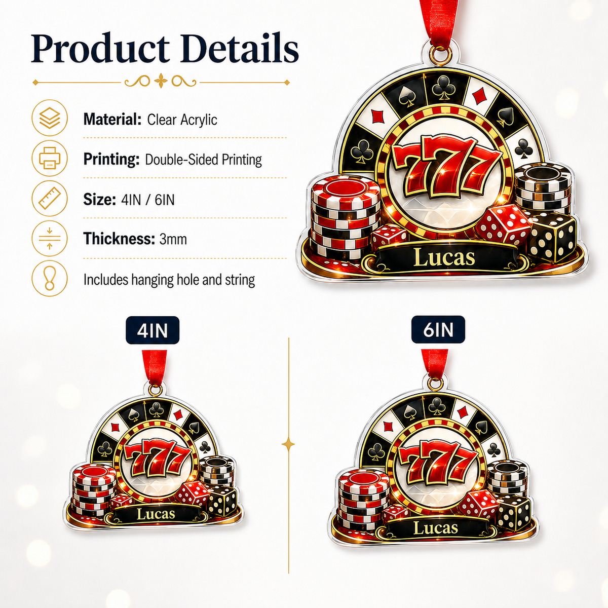 Pocker Custome Name Acrylic 777