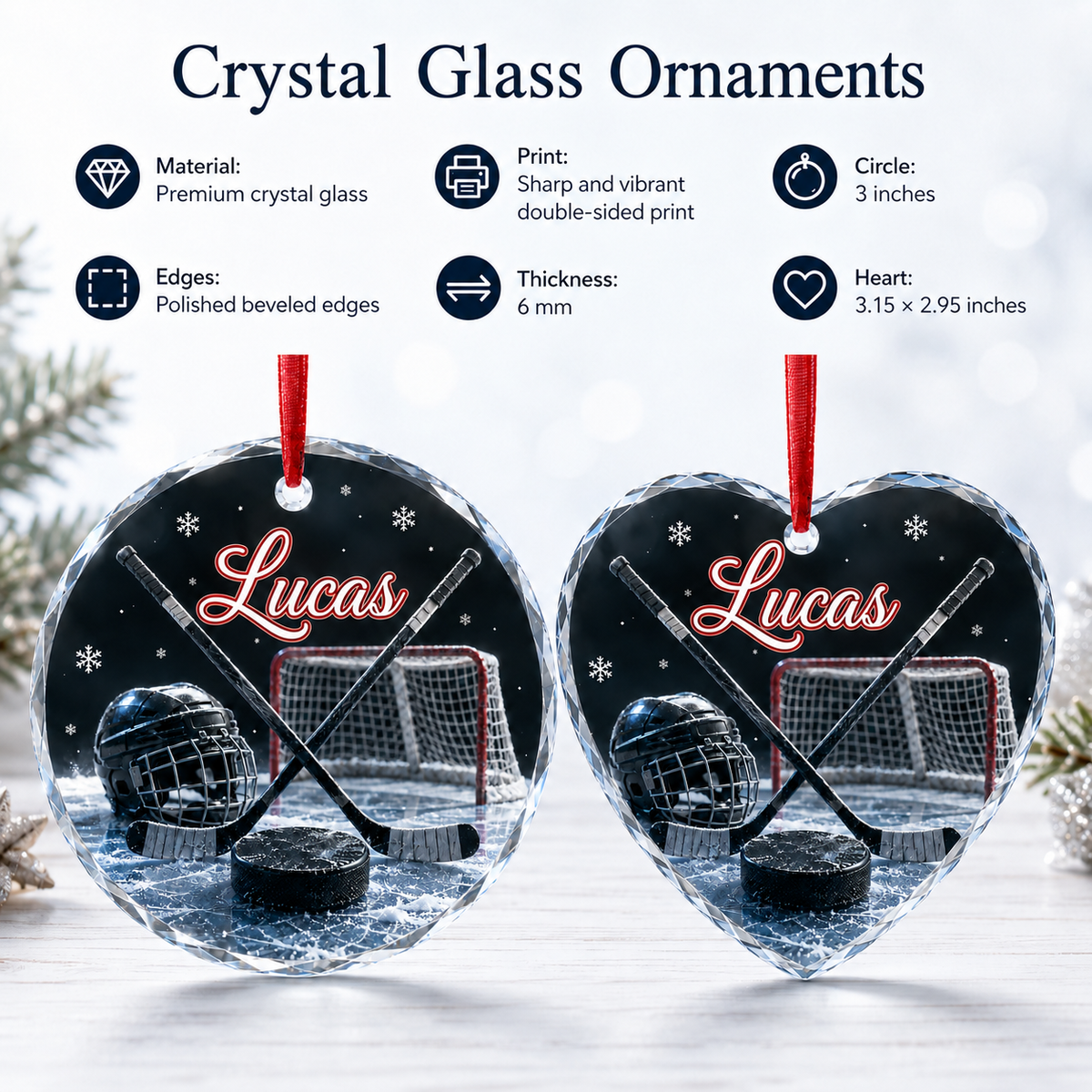 Sports Glass Ornament Ice Hockey