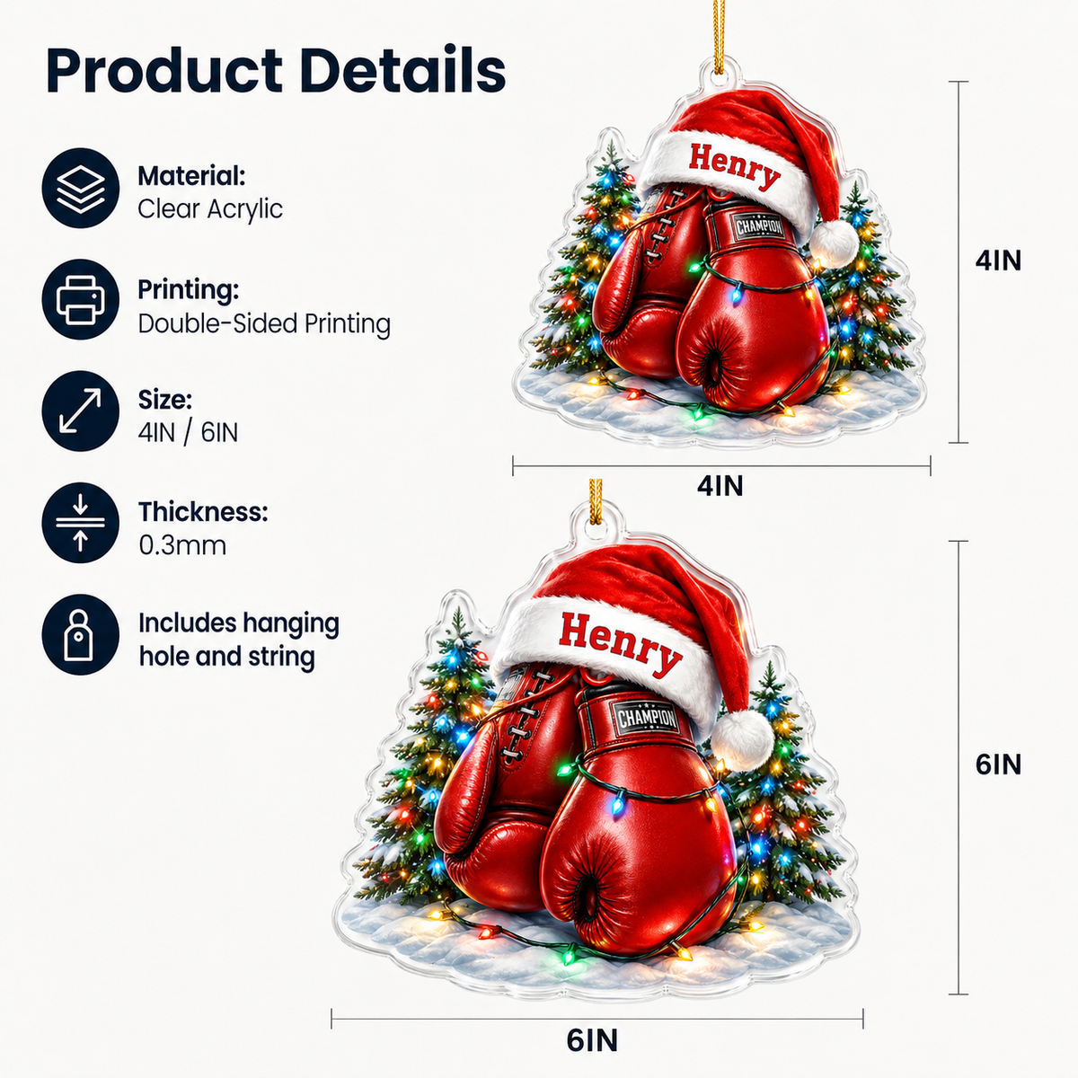Custom Sports Christmas Acrylic - Boxing