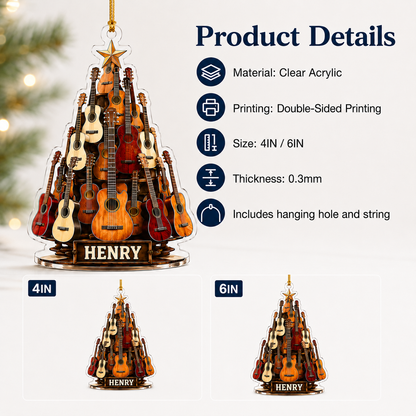 Guitar Custom Name Acrylic - Multi Guitar Christmas Tree