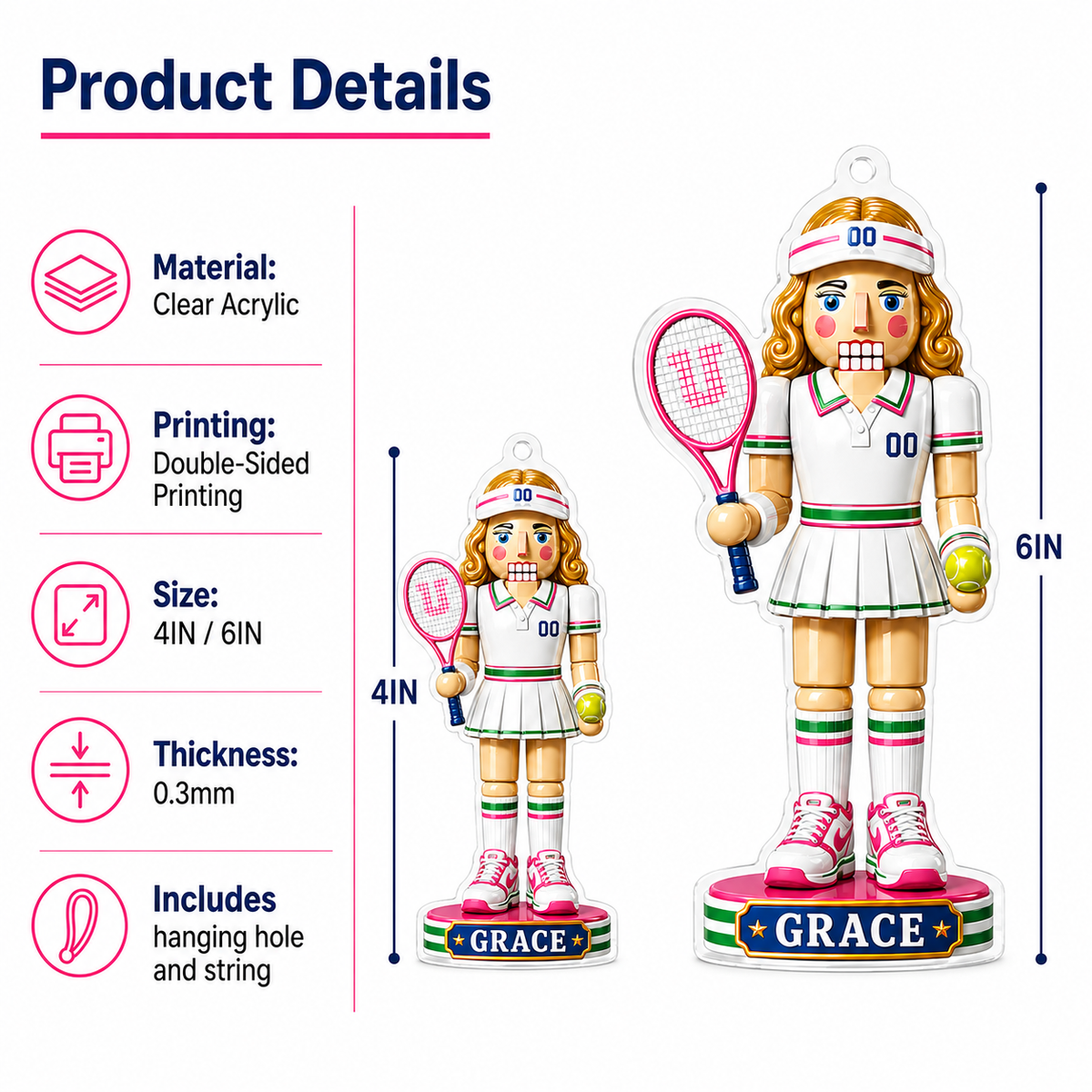 Sports Nutcracker Tennis Acrylic