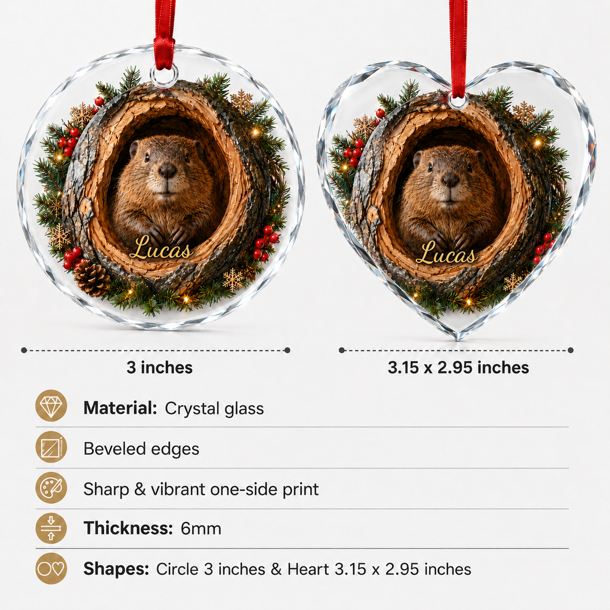 Animal Glass Ornament Tree Hollow Beaver