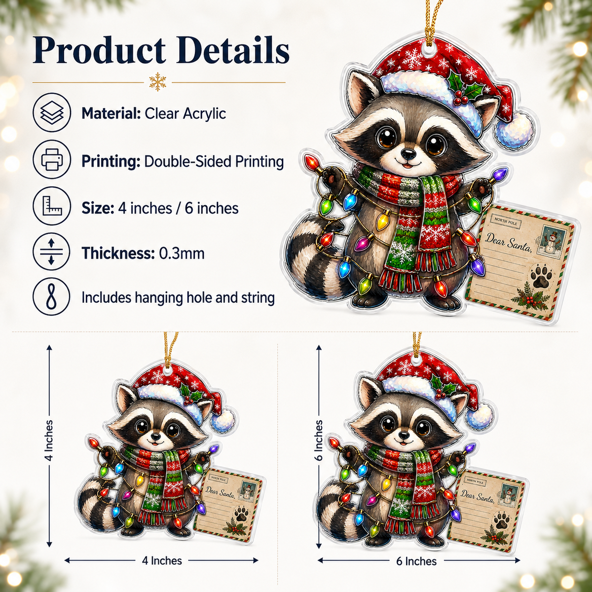 Animal With Christmas Led Raccoon