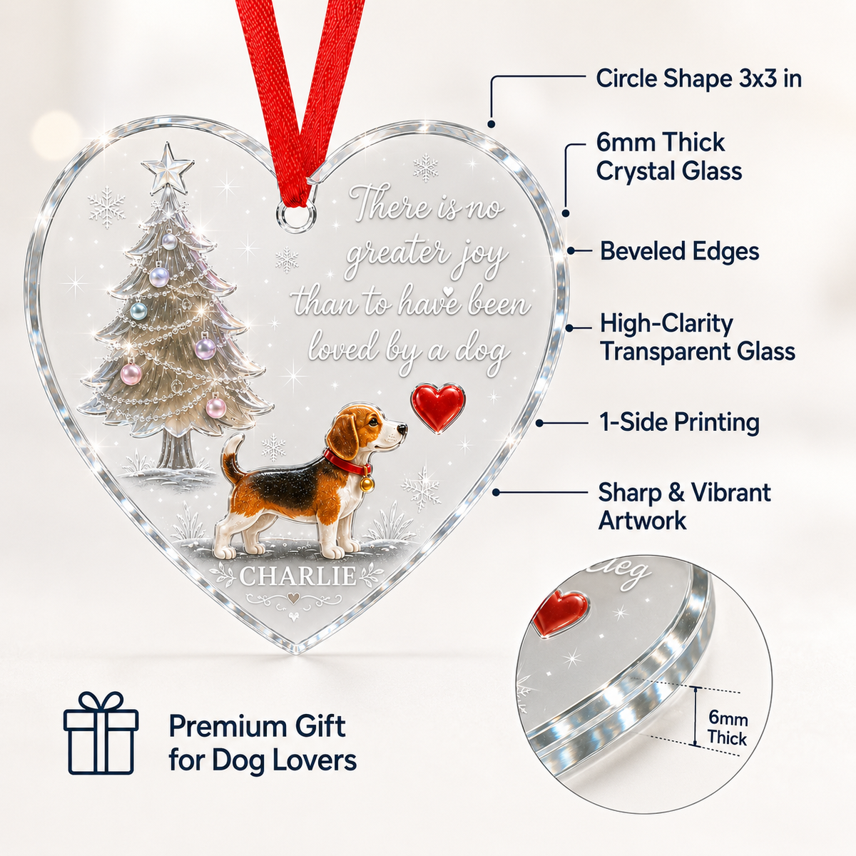 Christmas Glass Dog Beagle