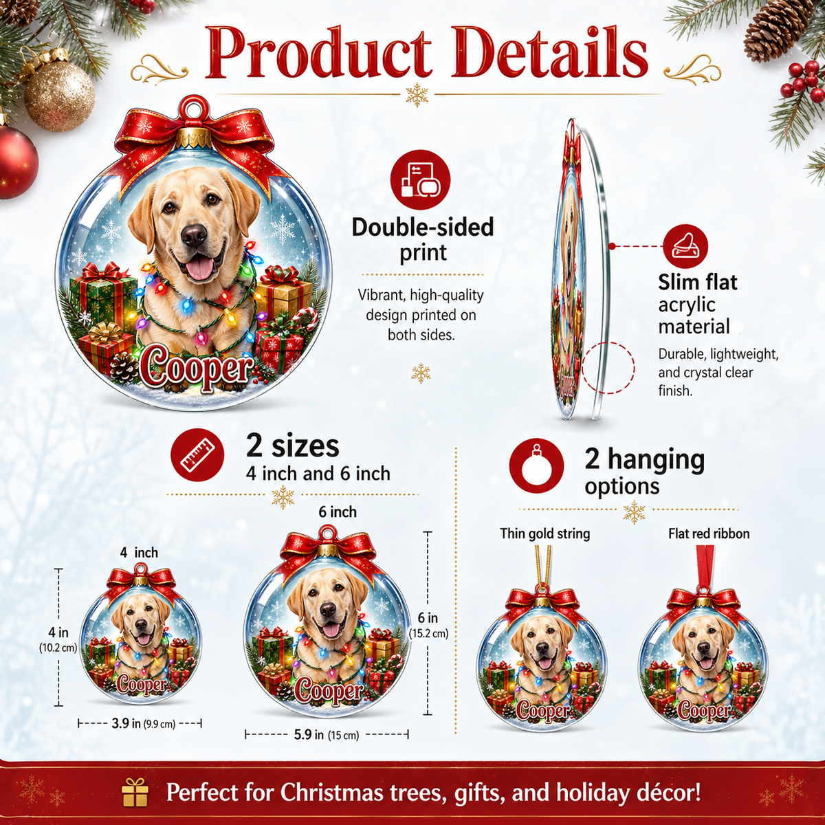 Custom Photo Dog Christmas Style 5