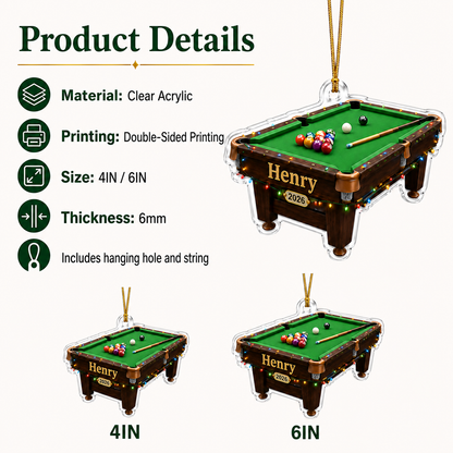 Custom Name Billiards Festive Cue Table Acrylic