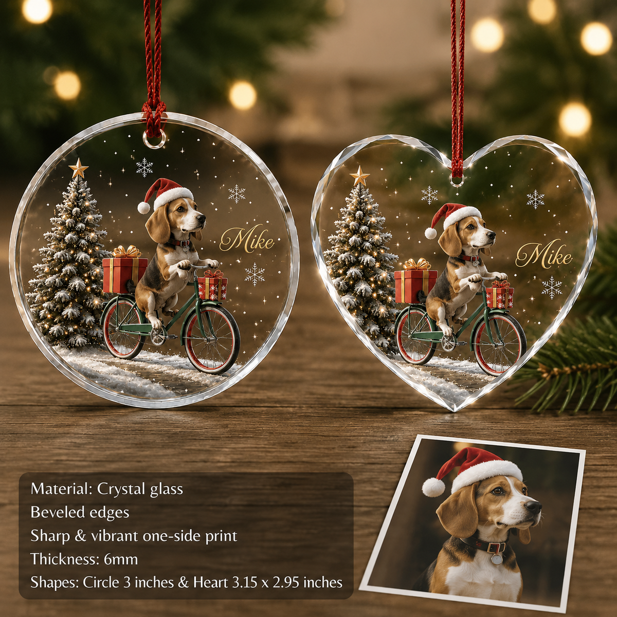 Custom Photo Dog With Christmas Bycicle