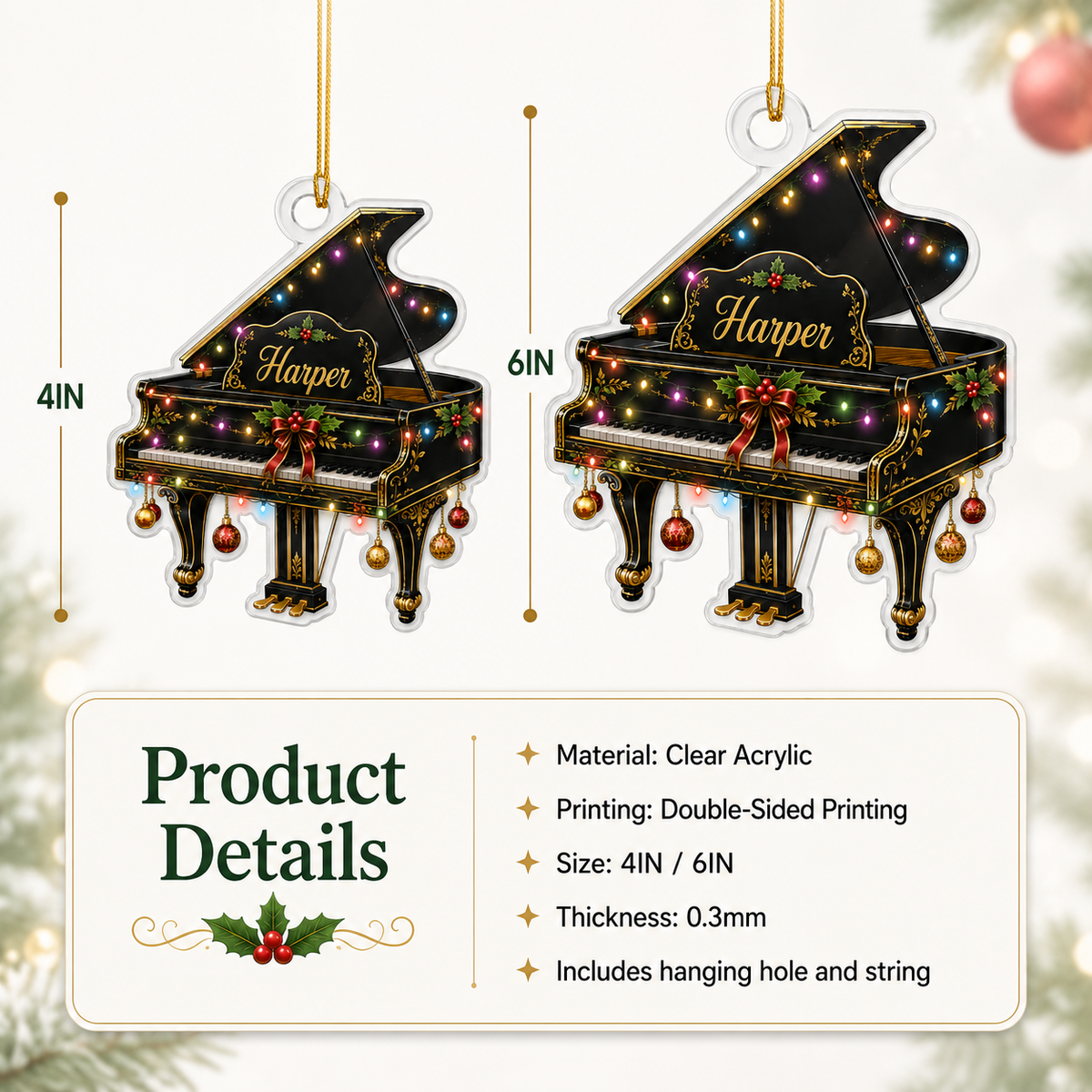 Piano Custome Name Acrylic Style 4