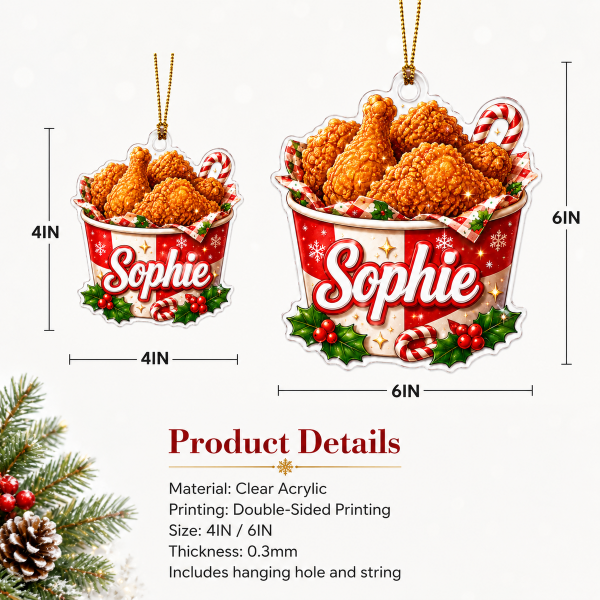 Custom Name Food Acrylic - Fried Chicken