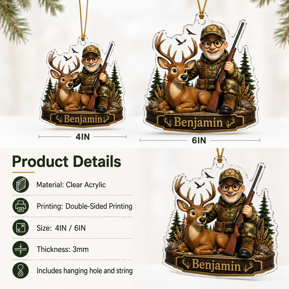 Personalized Hunting Woodland Deer Legacy Acrylic