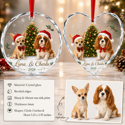 Custom Photo Dog Glass Christmas Tree