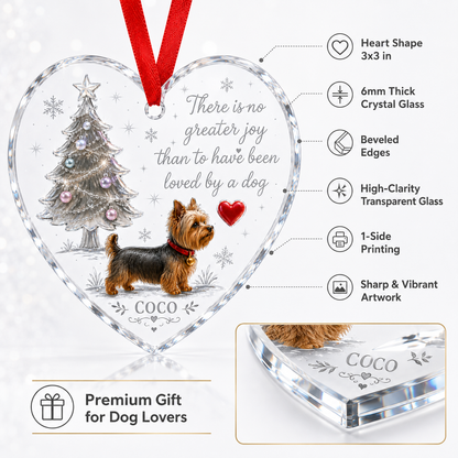 Christmas Glass Dog Yorkshire Terrier