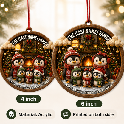 Christmas Family Wood Penguin