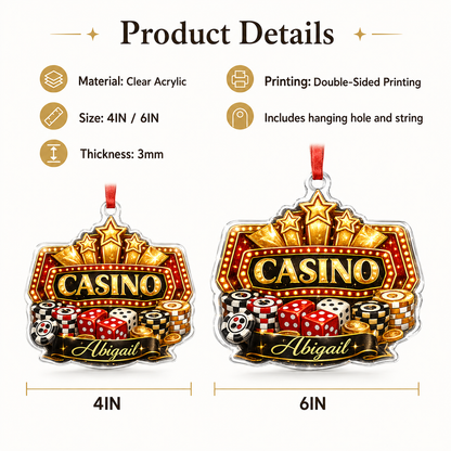 Pocker Custome Name Acrylic Twinkle Casino
