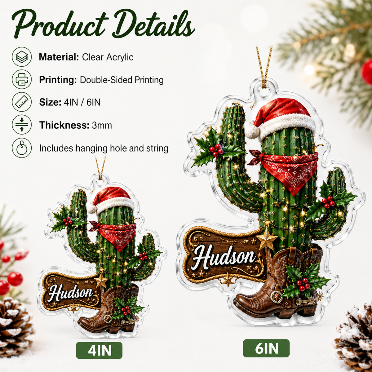 Personalized Boost Western Cactus Acrylic