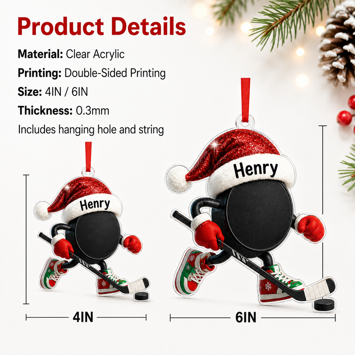 Sport Running Custome Name Acrylic Ice Hockey