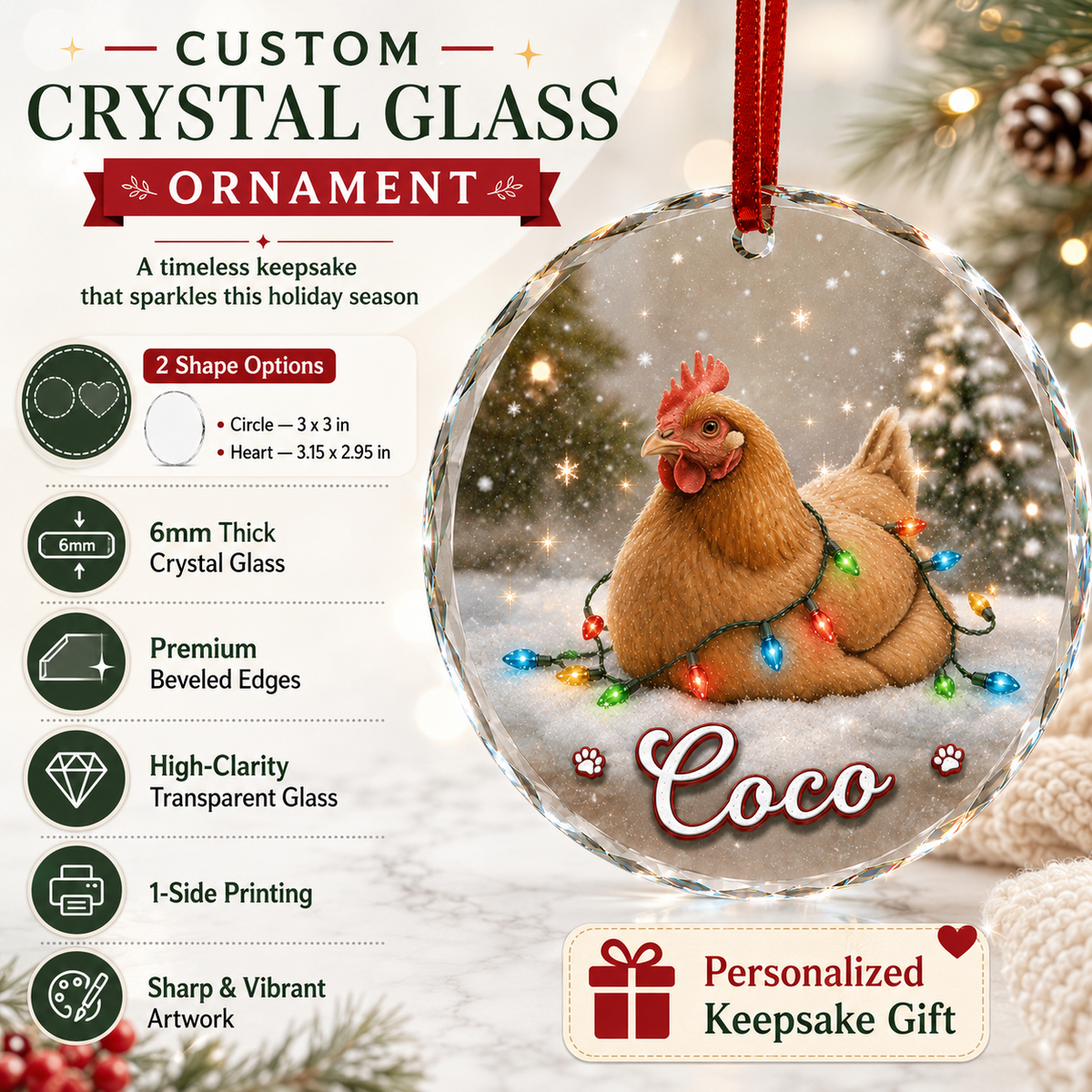Glass Animal Led Light Chicken
