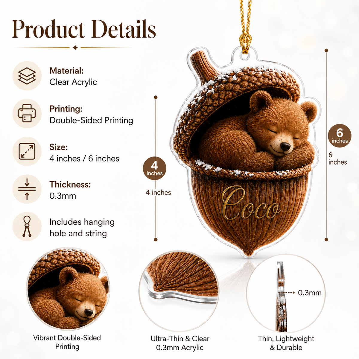Animal Tree Decor Acrylic Bear