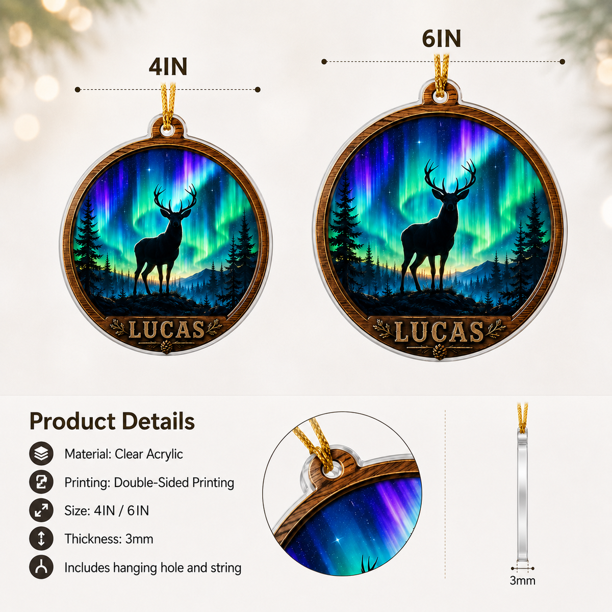 Personalized Hunting Aurora Stag Acrylic