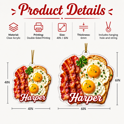 Breakfast Custom Name Bacon and Egg Toast Acrylic