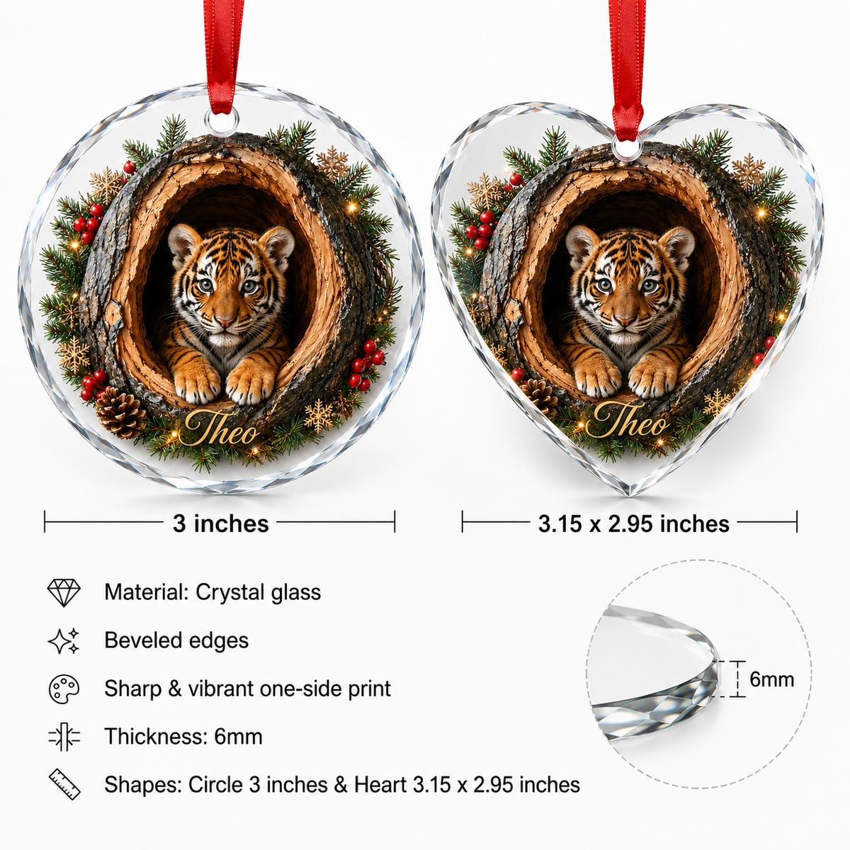 Animal Glass Ornament Tree Hollow Tiger