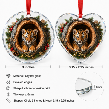Animal Glass Ornament Tree Hollow Tiger