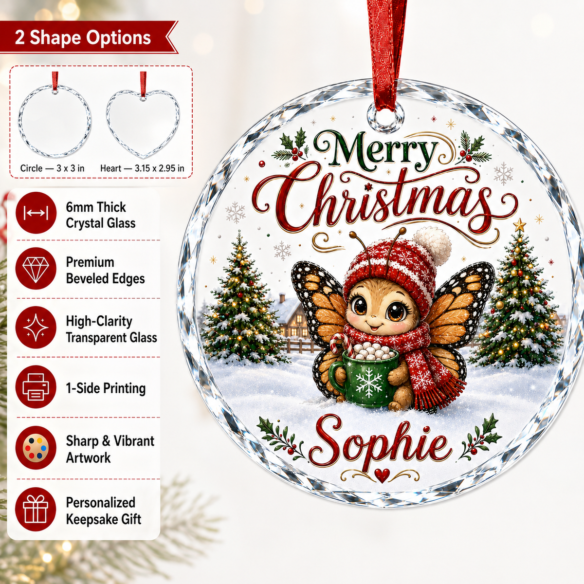Christmas Glass Animal Butterfly