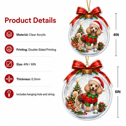 Dog Santa Bauble Ball Poodle