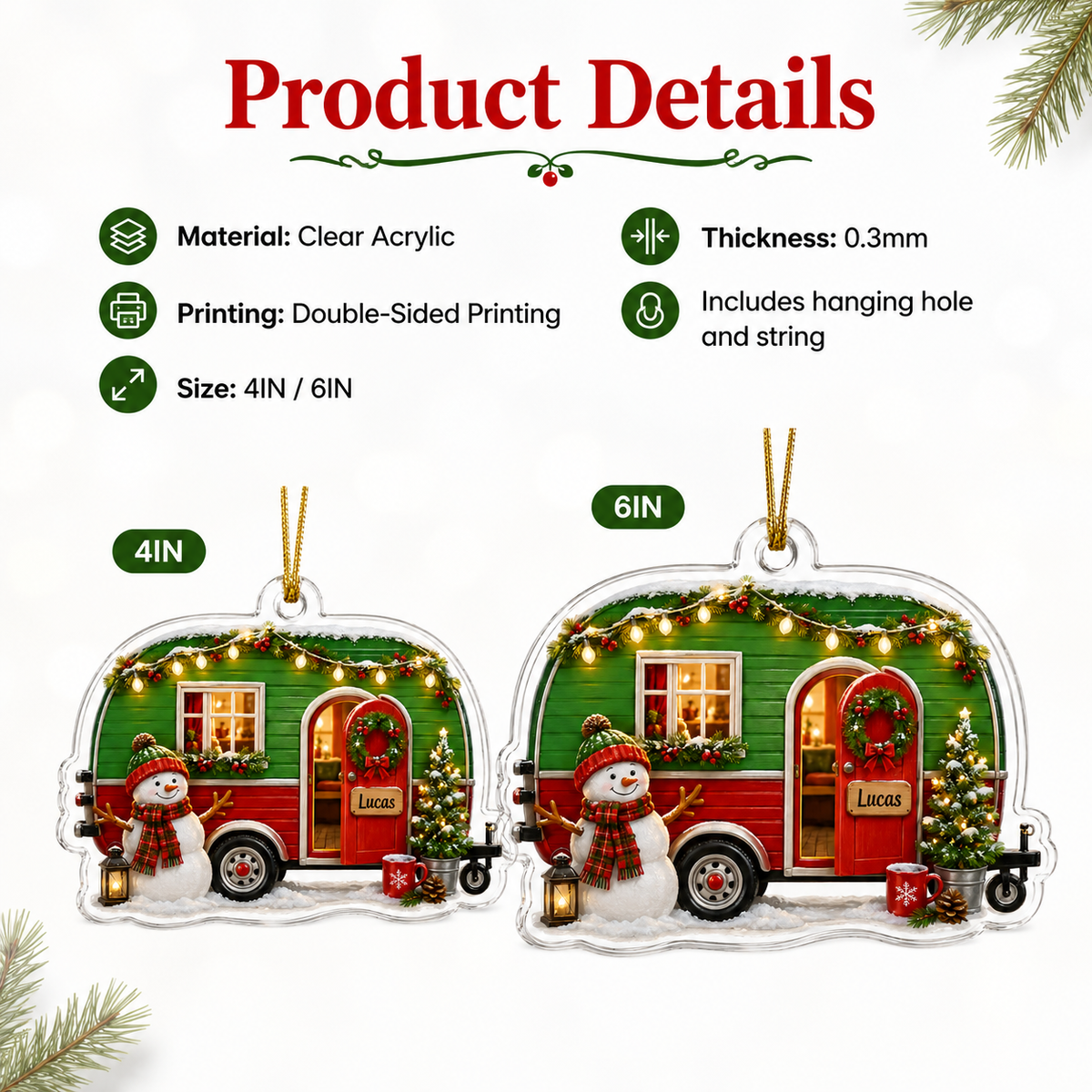 Camping Personalize Acrylic Snowman Mobile Home