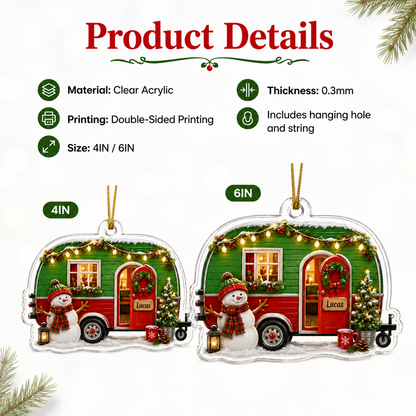 Camping Personalize Acrylic Snowman Mobile Home