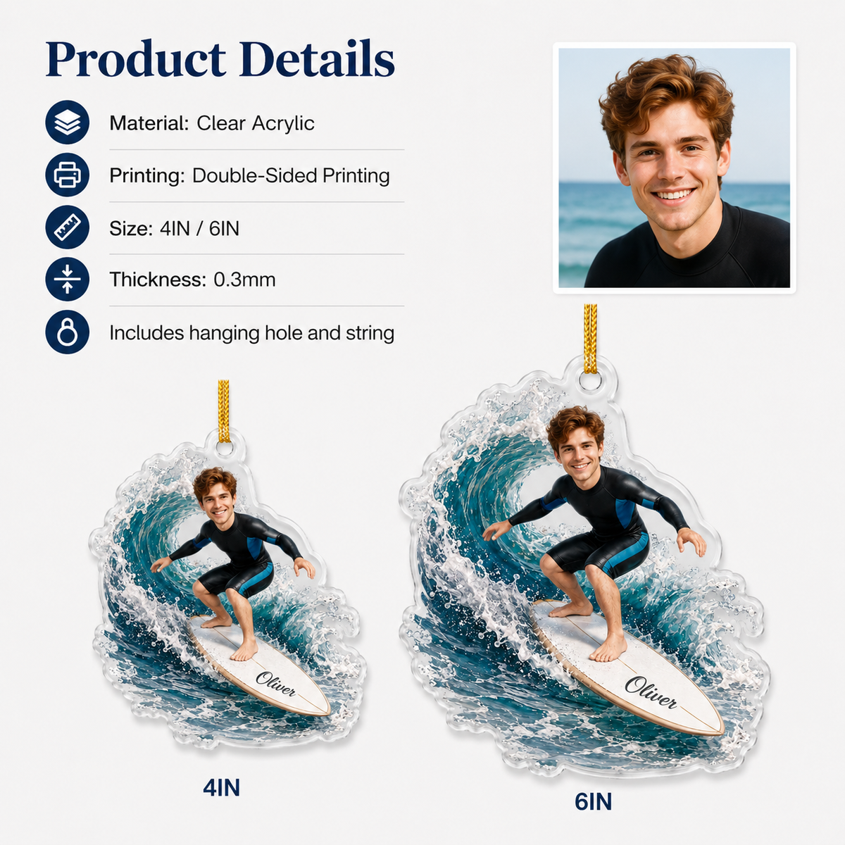 Surfing Personalize Acrylic Boy