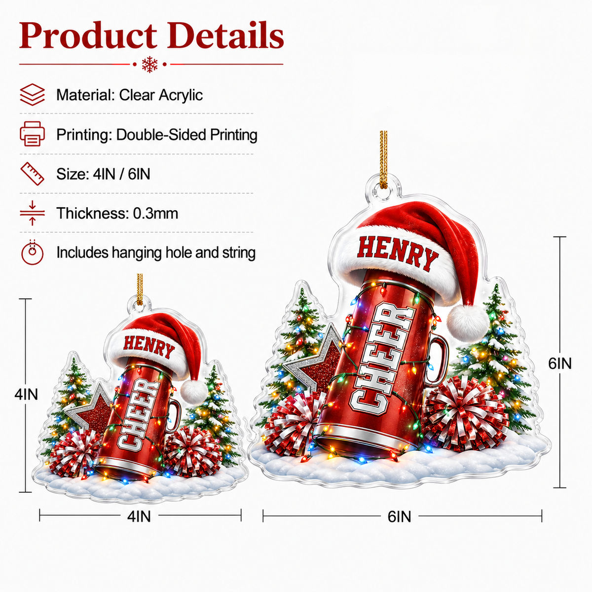 Custom Sports Christmas Acrylic - Cheerleading