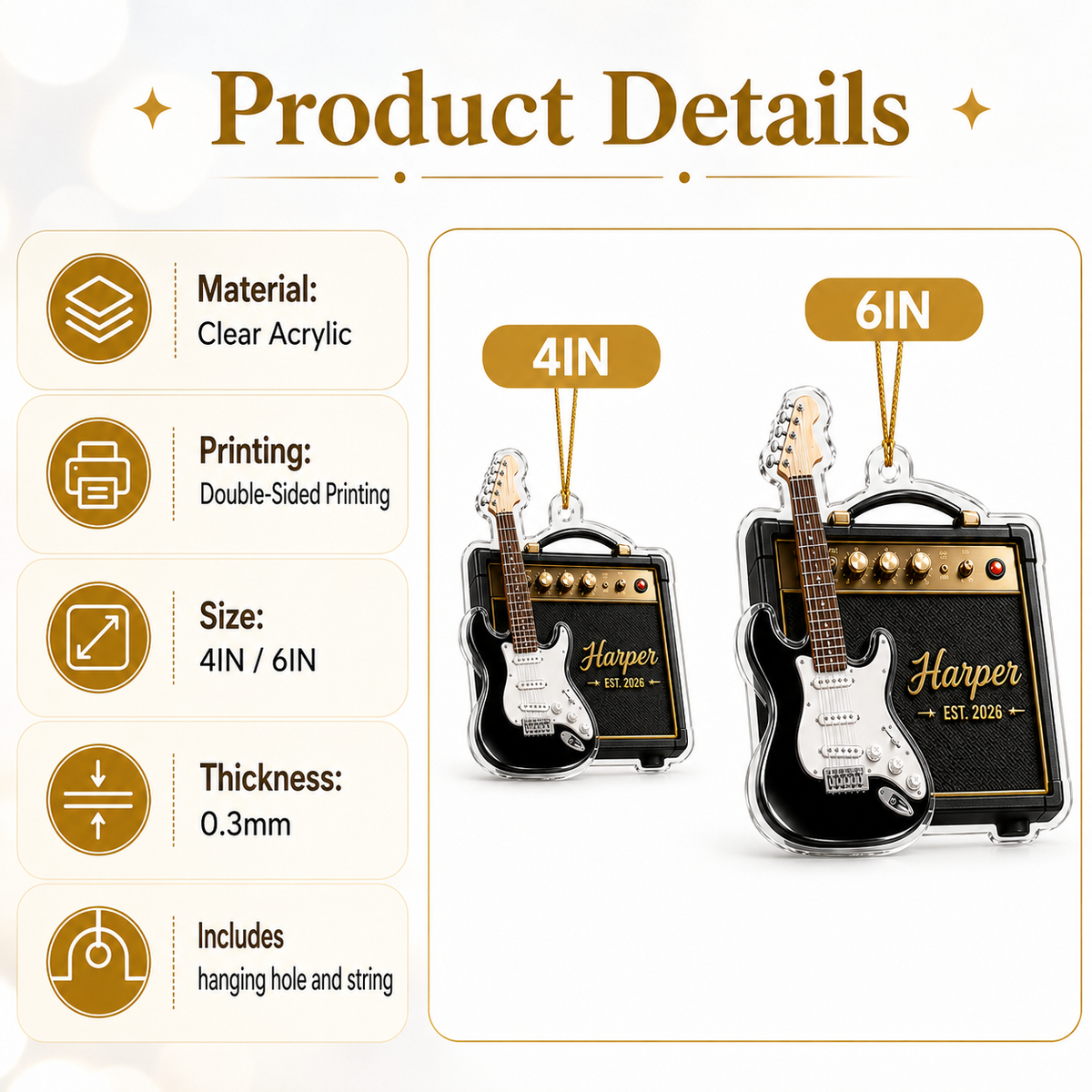 Guitar Custom Name Acrylic - Electric Guitar and Amp