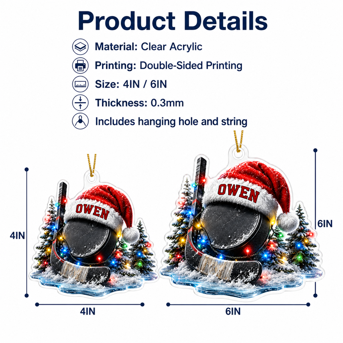 Custom Sports Christmas Acrylic - Ice Hockey