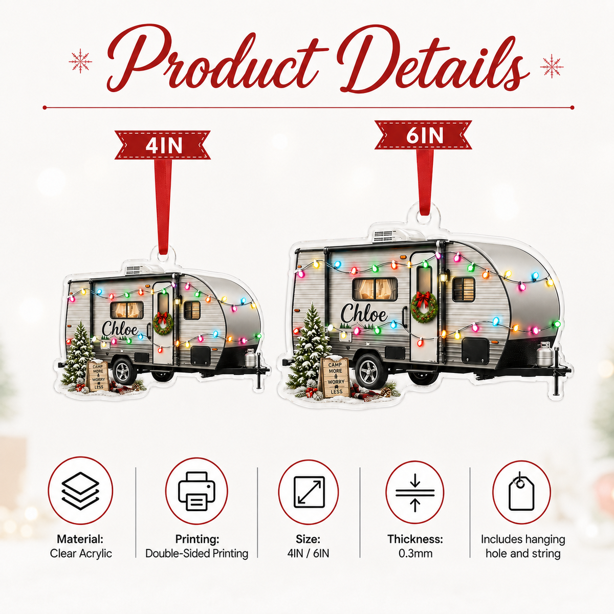 Camping Personalize Acrylic Grey Mobile Home