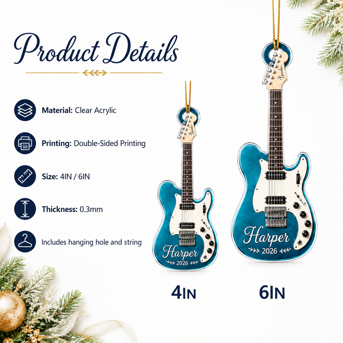 Guitar Custom Name Acrylic - Personalized Electric Guitar