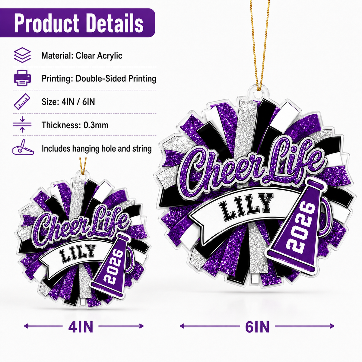 Cheerleading Color Acrylic Style 10