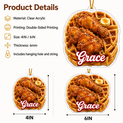 Breakfast Custom Name Chicken and Waffles Acrylic