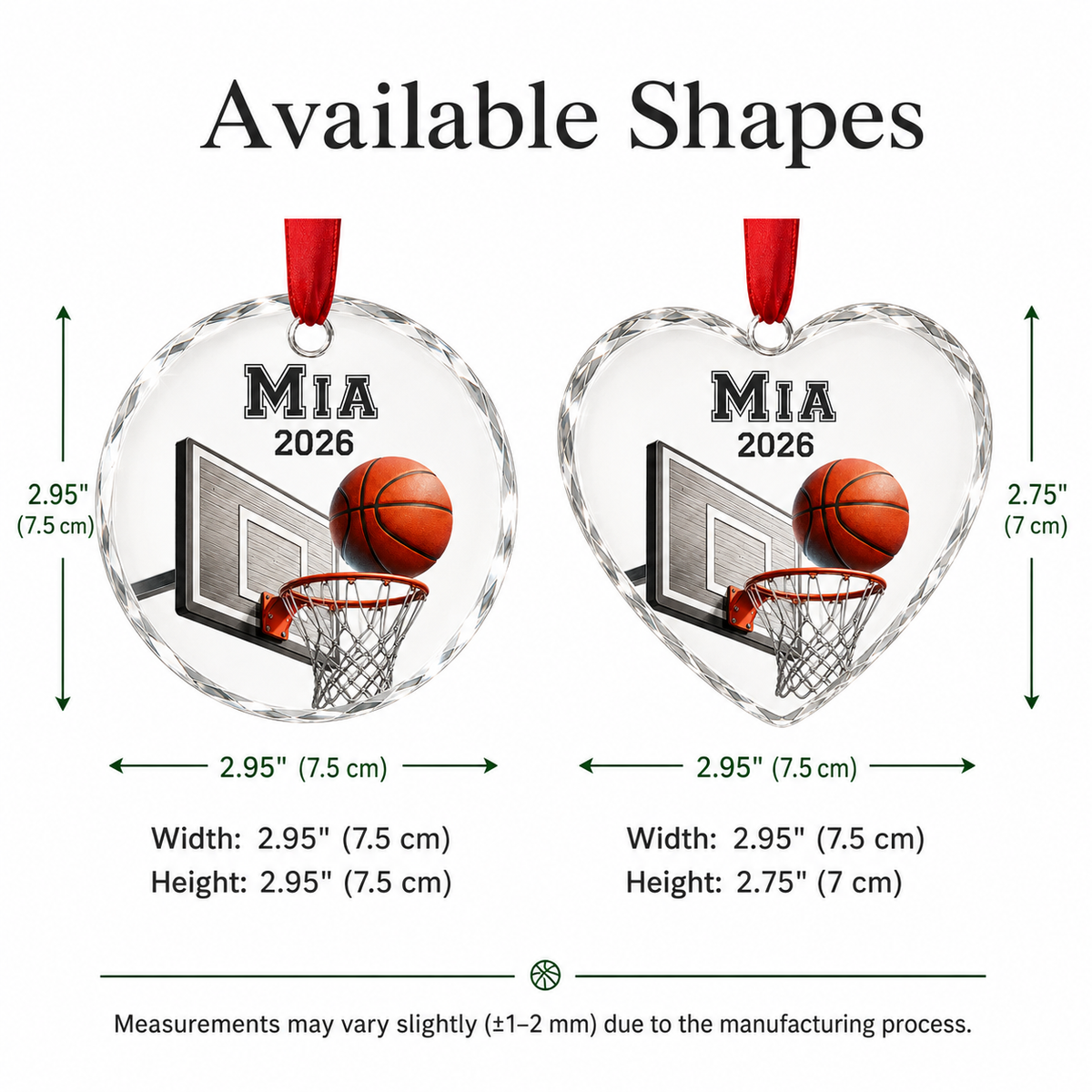 Basketball Glass Ornament - Basketball Hoop