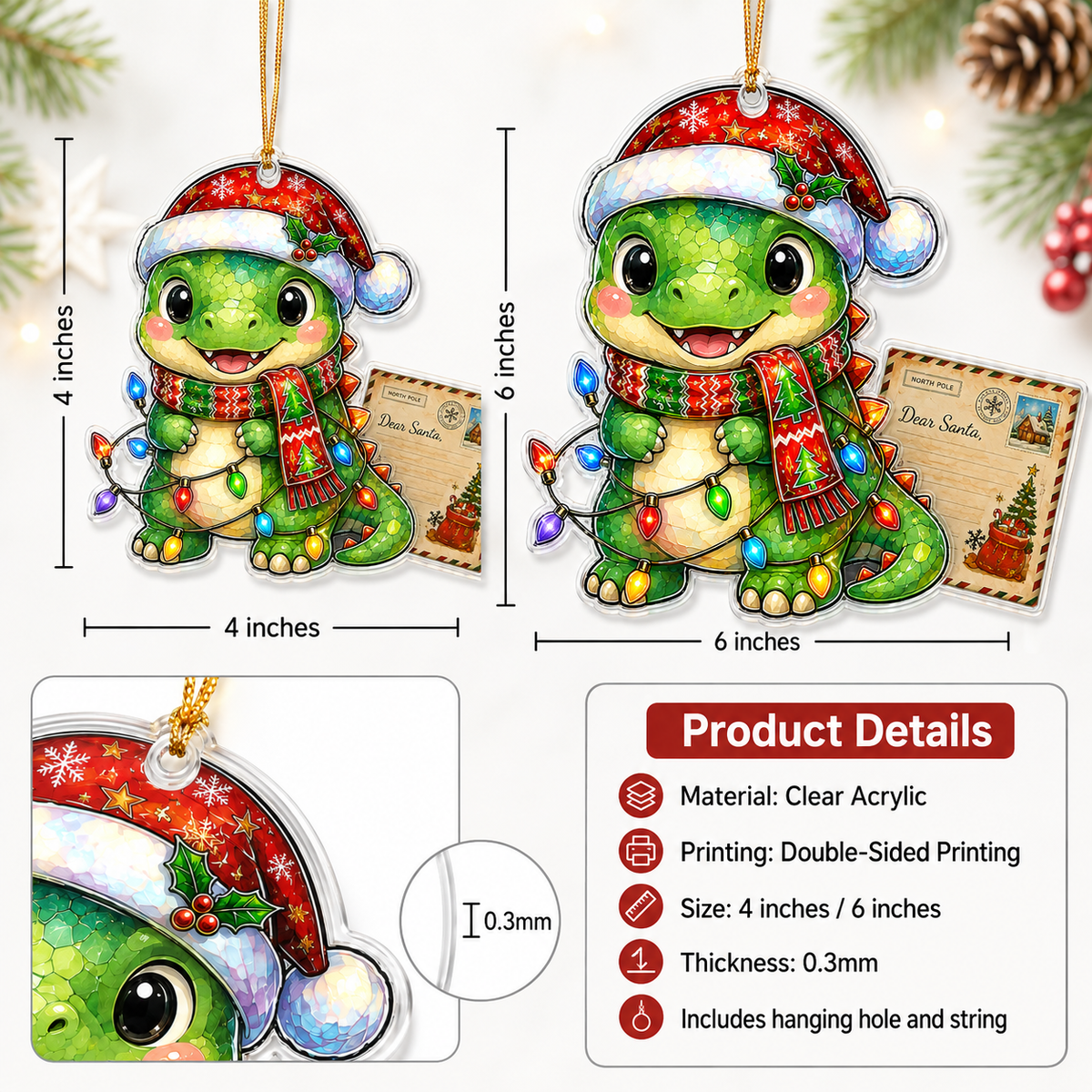 Animal With Christmas Led Dinosaur