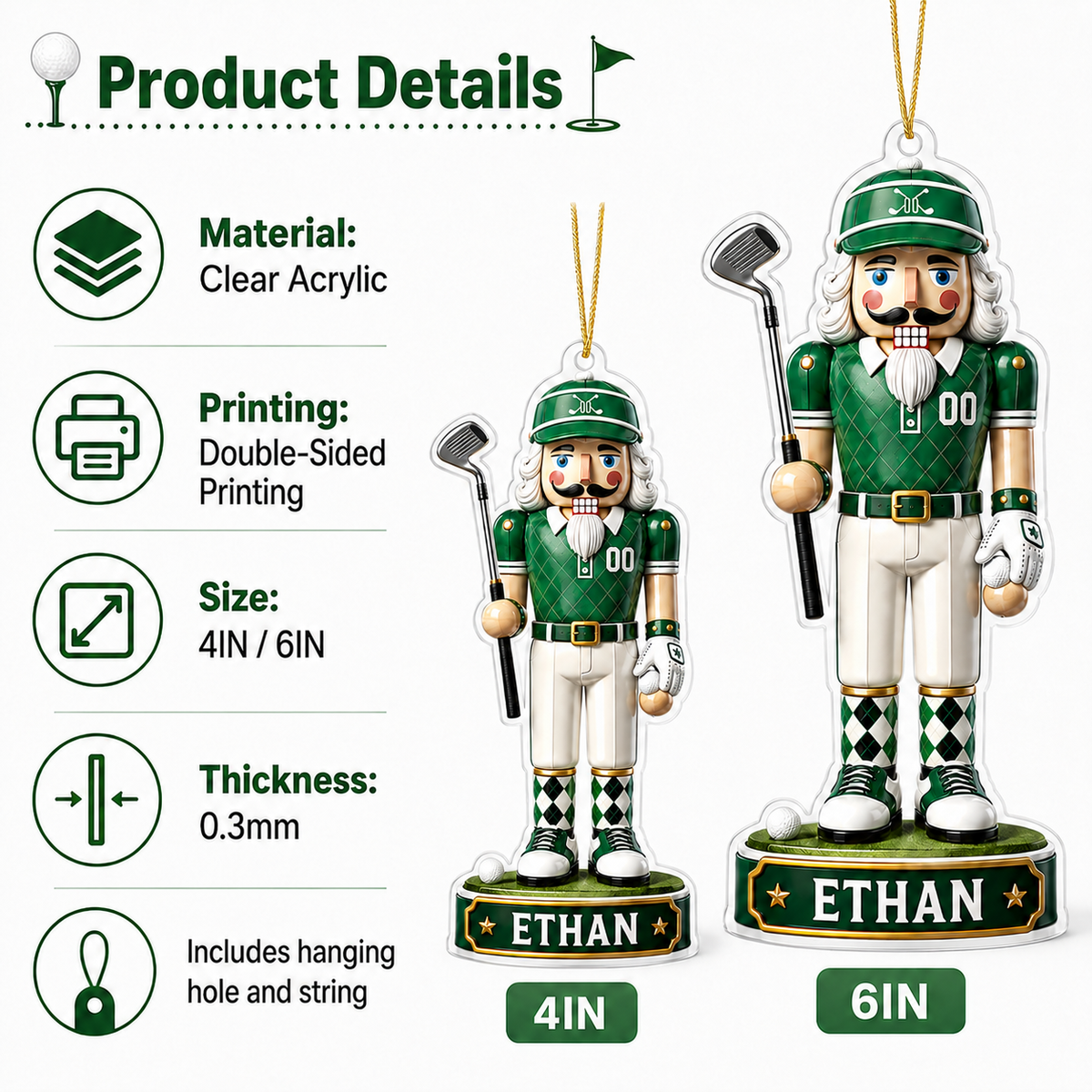 Sports Nutcracker Golf Acrylic