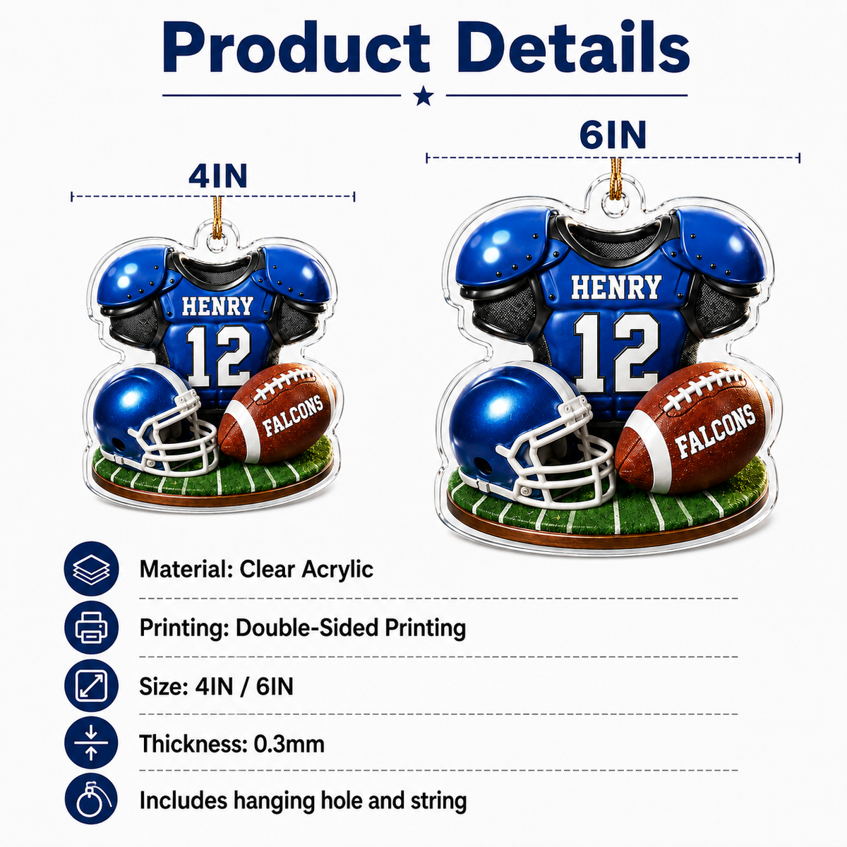 American Football Custome Name Acrylic Style 17